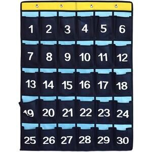 Numbered Pocket Chart Over Door Hanging Classroom Organizer for Cell Phones Calc